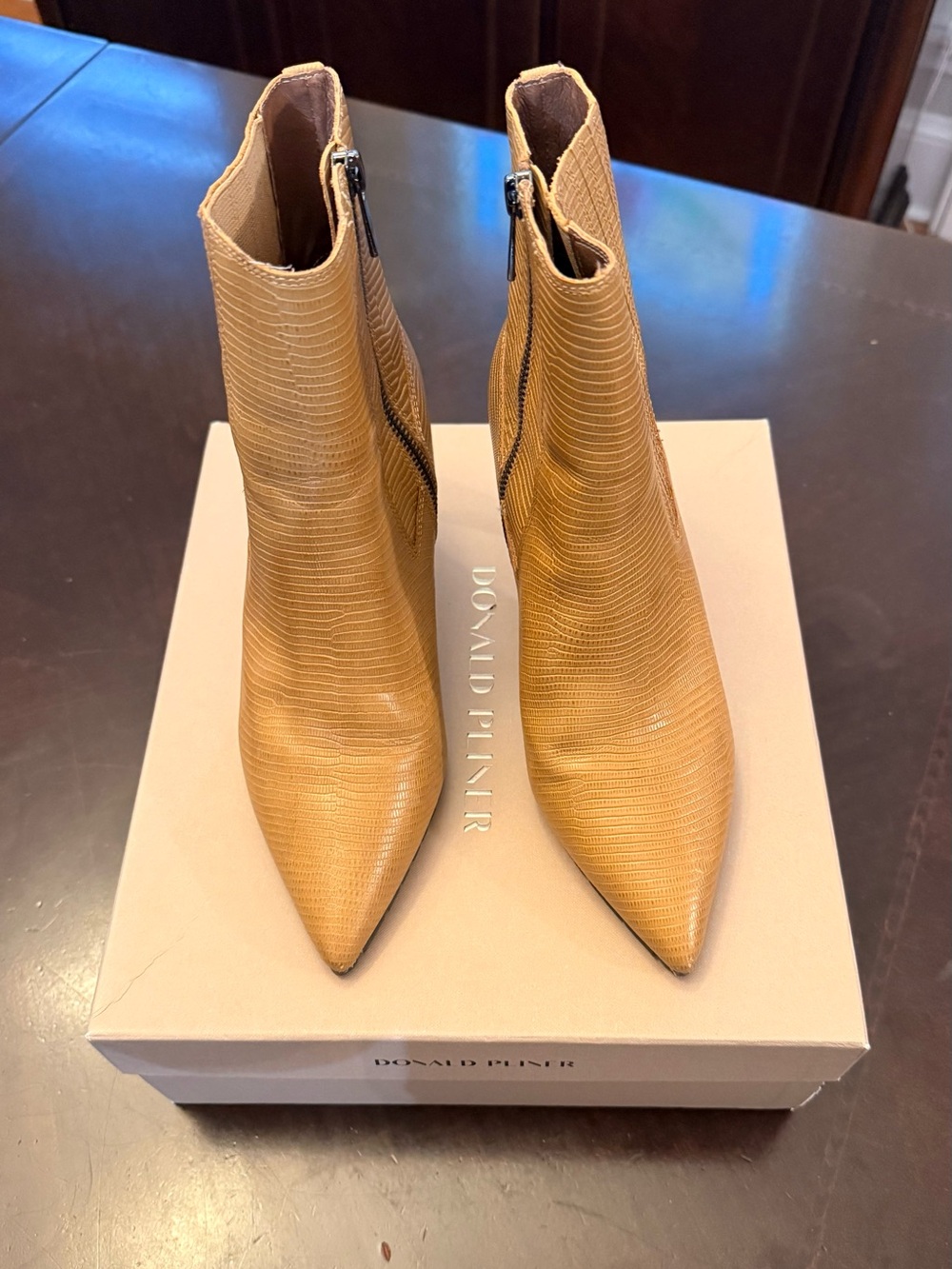 Donald J. Pliner Mustard Pointed Toe Ankle Booties